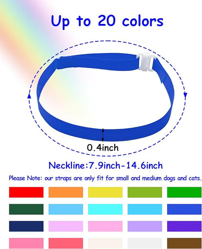 PET SHOW 100 Pack Dog Bow Tie Straps DIY Extension Strap with Adjustable Buckles 20 Colors for All Types of Small Dog Bow Ties Newborn Puppy ID Collar Charms Flowers Cat Pets Neckties Accessories