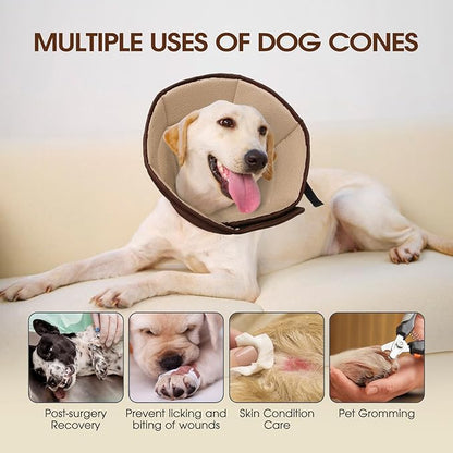 Dog Cone Collar After Surgery for Medium Dogs, Adjustable Soft Recovery Cone for Dogs to Stop Licking Biting, Comfortable Pet Elizabethan Alternative for Wound Healing