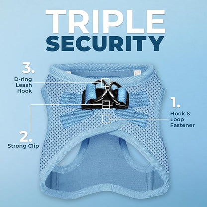 Best Pet Supplies Voyager Step-in Air All Weather Mesh Harness and Reflective Dog 5 ft Leash Combo with Neoprene Handle, for Small, Medium and Large Breed Puppies - Set (Baby Blue), XS