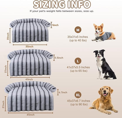 Large Dog Couch Bed, Fluffy Washable Couch Protector for Dogs with Removable Cover, Non-Slip Dog Sofa Bed, 45x37 Inch, Grey