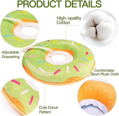 Cat Cone Collar Soft, Cute Cat Donut Collar After Surgery, Adjustable Kitten Recovery Cones to Stop Licking, Lightweight Neck Elizabethan Collars for Cats Kittens (Green, Large)