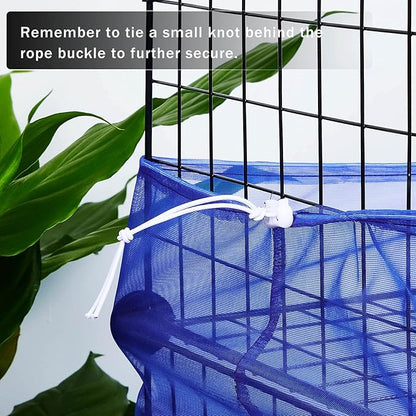 Shappy Large Bird Cage Seed Catcher,Bird Cage Cover Net Skirt Guard,Adjustable Soft Airy Mesh Net for Parrot Parakeet Macaw(118 x 15 Inch/ 300 x 37 cm,Blue)