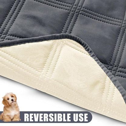 Smiry Waterproof Dog Bed Cover Blanket 68x82, Soft Reversible Pet Blanket, Washable Leakproof Cats Dogs Couch Cover for Sofa, Couch, Furniture, Dark Grey/Beige