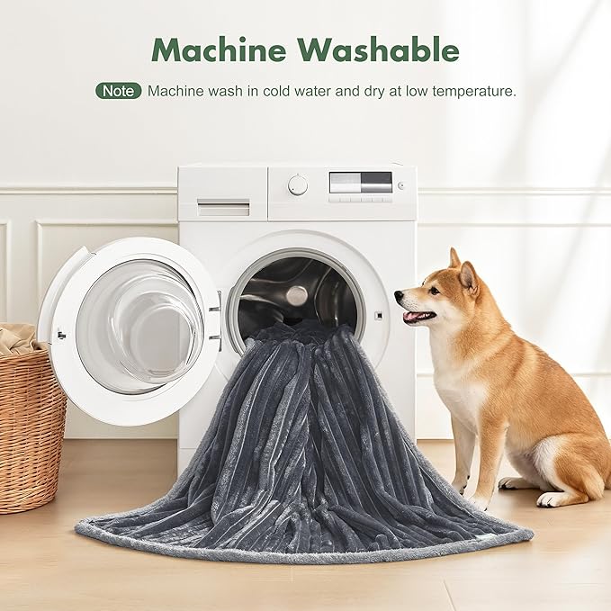 Waterproof Dog Blanket for Couch - Washable Medium Pet Blanket for Furniture Protector, Cozy Fleece Calming Dog Crate Blankets for Indoors & Outdoors, Dark Grey, 40"x50"
