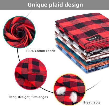 Buffalo Plaid Dog Bandanas Fall Christmas Classic 6PCS Dog Gifts Red Blue Green Orange Black Brown Scarf Adjustable Kerchief for Small Medium Large Cats Puppy
