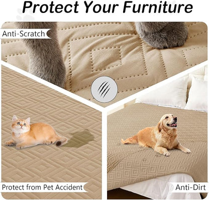 hyha Waterproof Dog Blanket, Soft Dog Bed Cover Pet Blankets, Waterproof Sofa Couch Cover for Dogs Washable, Reversible Pet Couch Covers for Sofa Furniture (52x82 Inch, Camel/Camel)