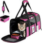 20 Inch Large Cat Carrier for Cats Up to 25 lbs, Extra Large Soft Sided Dog Travel Carrier - Collapsible, Airline Approved Size for 2 Cats with Removable Washable Mat & Food Bowl (Red)