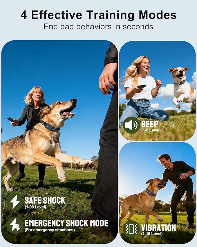 Jugbow Dog Shock Collar - 4500FT Dog Training Collar with Remote, IPX8 Waterproof Electric Dog Collar with 4 Training Modes, Security Lock, Rechargeable eCollar for 10-120lbs Dogs(Deep Blue)