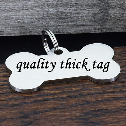 Ultra Joys Stainless Steel Pet ID Tag Dog Name Tags Personalized Front and Back Engraving, Customized Cat Tags, Optional Engraved on Both Sides, Bone Floral Design, Silver Small, Silver-bone-floral