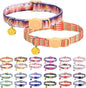 Breakaway Cat Collars for Girl Boy Cats, Spring Summer All Weather Cat Collar Personalized Pattern 2 Pack,Cute Classic Safety Buckles and Bells,Adjustable Printed Nylon Colorful Kitten Collar