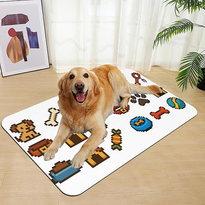Dog Fun Pet Feeding Mat–Christmas Stocking Quick Dry Absorbent Dog Cat Food Mat, Non Slip Waterproof Bowl Placemat for Messy Eaters, Pet Accessories for Floors 12"x20"