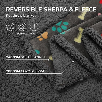 Luciphia Waterproof Pet Blankets for Couch Sofa Bed Cover Cat Liquid Pee Proof Washable Soft Fluffy Large Dog Blanket Reversible Furniture Protection Puppy Grey Bone Thicken X-Large（85" x 57"）
