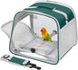 Suertree Small Bird Carrier, Large Window Travel Cage with Stand and Easy Clean Tray for Parrot Parakeet Cockatiels, Lightweight and Portable, Green