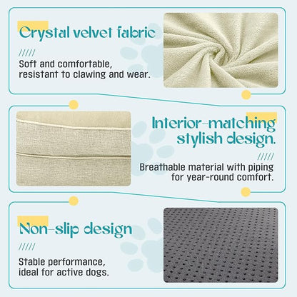 Waterproof Memory Foam Dog Beds for Small Dogs Non-Slip Orthopedic Dog Beds Washable Couch Pet Bed with Removable Cover (Beige, Small)