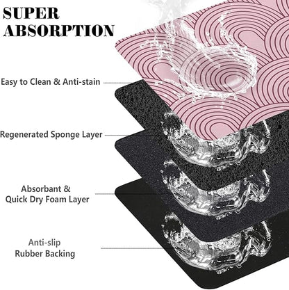 Dog Food Mats for Floors Absorbent, Pet Cat Food Mat - Quick Dry Dog Bowl Mats for Food and Water, Eco-Friendly Boho Pet Supplies