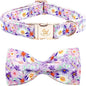 Elegant little tail Dog Collar, Rose Print Pet Collar Summer Dog Collar Durable Metal Buckle Dog Collars Cotton Pet Adjustable Dog Collars for Medium Dogs