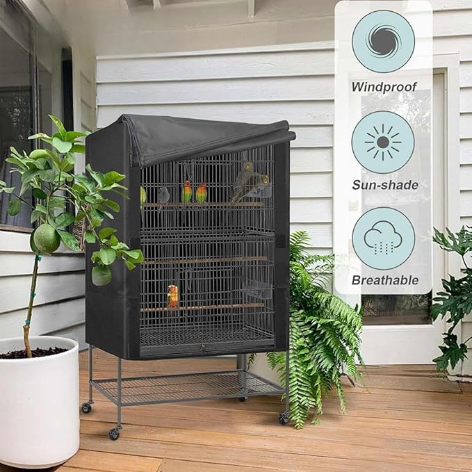 Bird Cage Covers for Night Breathable Cover Black Out Lightweight Washable Dust Proof Hood Lovebird Canary Conure Cockatiel Parakeet Pet