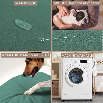 Dog Bed Cover Waterproof Replacement Machine Washable Covers for Dog Bed Heavy Duty Scratch Resistant Mattress Protector Pet Bed 30x20 Inch Dark Green Cover Only