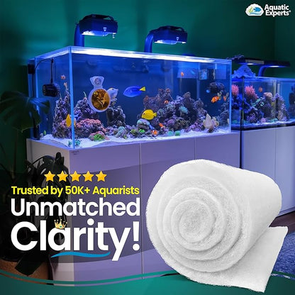 Aquatic Experts Aquarium Filter Floss for Fish Tank Filters - FilterFirst Aquarium Filter Pad - Media Roll for Crystal Clear Water, 12" x 12' x ½ to ¾ Thick