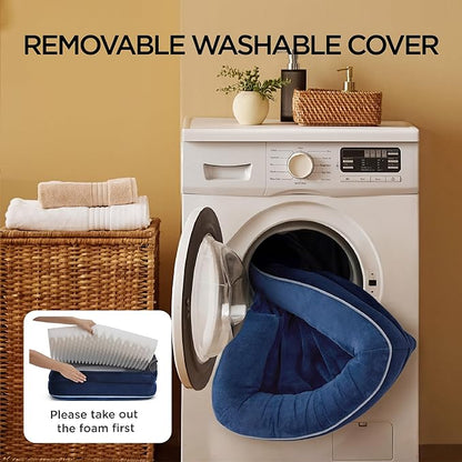 Bedsure Orthopedic Dog Beds Large Sized Dog - Washable Large Dog Cat Bed Waterproof, Comfort Dogs Couch Sofa with Washable Removable Cover, Pet Bed with Nonskid Bottom, Blue Navy, 35"
