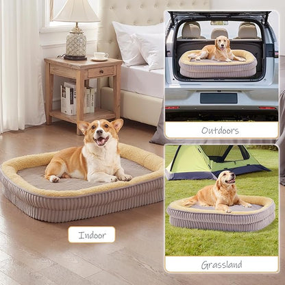 Orthopedic Dog Bed for Medium Dogs Breeds, High Density Egg Crate Foam Dog Sofa Beds,Oval Kennel Bed, Pet Couch Bed with Four Sided Bolster, Removable Washable Cover& Non-Slip Bottom