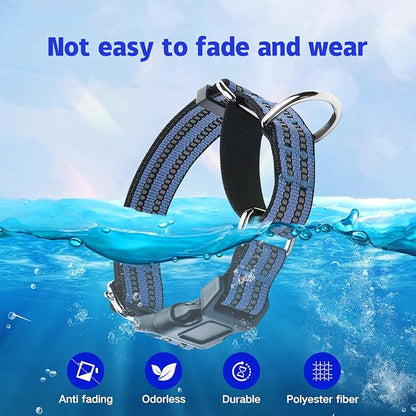 Martingale Dog Collar, Adjustable Nylon Reflective Collar with Quick Release Buckle (Grey Blue, Medium)