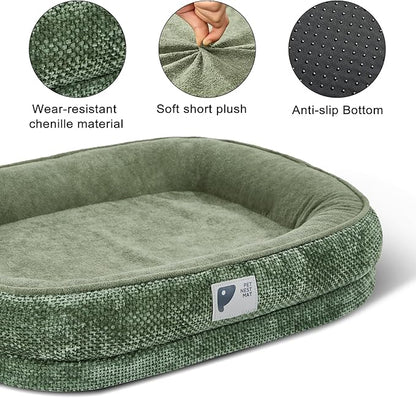 Orthopedic Cat Bed for Puppy & Kitten,Cat Sofa Bed with Egg Crate Foam Four Sided Dog Couch Beds with Removable Cover & Non-Slip Bottom Green XS