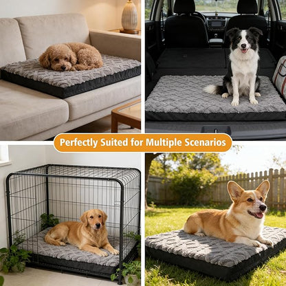Orthopedic Dog Bed - Waterproof & Machine Washable Plush Pet Bed with Non-Slip Bottom, Soft Memory Foam Mattress for Small Dogs and Cats, 23x17 Inch, Grey