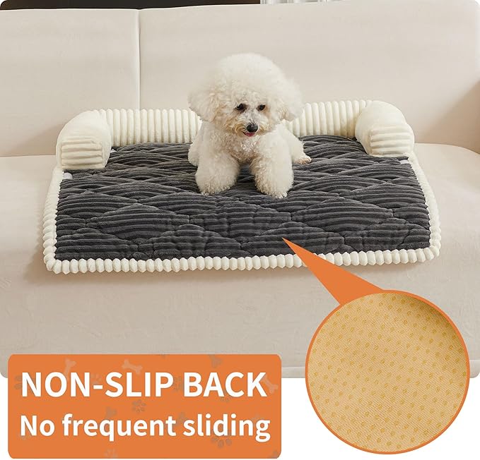 HAOMAIJIA Dog Couch Bed for Small Dogs, Non Slip Pet Couch Covers for Sofa Thick Soft Washable Dog Couch Cover Protector All Seasons Universal Dogs and Cats Bed Mat (Grey, Small)