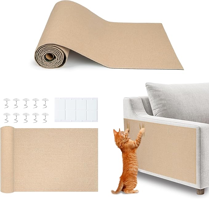 Best Pet Supplies Catify Cat Scratcher, Fun Interactive Scratchers, Posts, Poles, Claw Safe, Furniture Saver Indoor Play Support Natural Cat Behaviors Heavy Duty - Beige (78.7 x 15.8)