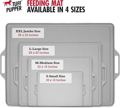 Tuff Pupper 18x12 Small Dog Feeding Mat for Food and Water | Dog Food Mats for Floors | Waterproof Dogs Water Bowl Mats | Dogs Placemats Pet Food-Mat | Silicone Feeding Mat for Cats and Cat Bowls