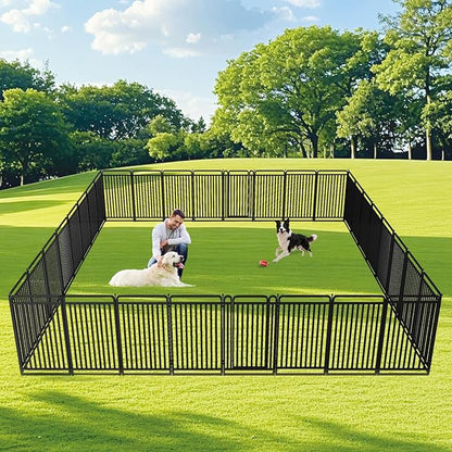 New Thickened Version Dog Playpen, 40 Inch Dog Fences for The Yard, Portable Outdoor Dog Playpen for Large/Medium/Small Dogs, Foldable Metal Dog playpen, with Doors (24 Panels, 40 Inch)