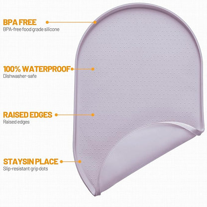 Hubulk 100% Waterproof Silicone Pet Feeding Mat with Raised Edge for Food and Water, Dog Bowl Mats, Cat Bowls Placemat with High Lip Protects Floor for Cats and Dogs (Dove, 32" L x 24" W)