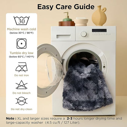 Bedsure Waterproof Dog Blankets for Large Dogs - Cat Blanket for Couch Protector Washable Long Faux Fur,Calming Soft Reversible Throw Furniture Protection for Puppy Pet, 40"x50", Tie-dye Grey