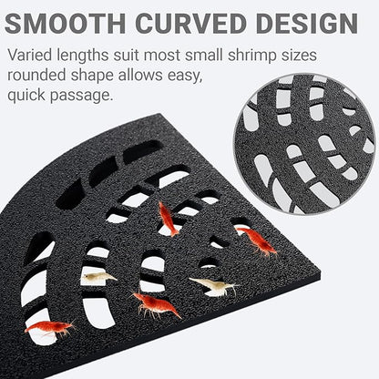 Shrimp Cave 2-Pack – Space-Saving Fan-Shaped Aquarium Cave Decor with 180° Wide-View Design, Compact Fish Tank Accessories for Cherry/Dwarf Shrimp (Black)