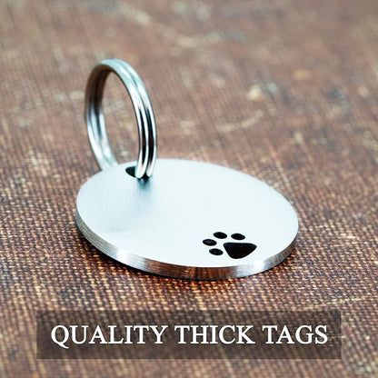 Ultra Joys Dog Tags Personalized for Pets - Hollow Paw Custom Pet ID Tag - Engraved Dog Tag for Small, Large Dogs - Small Round in Silver