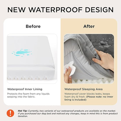 Bedsure Orthopedic Dog Beds for Extra Small Dogs- Washable Dog Cat Bed Waterproof, Comfort Pet Couch Sofa with Washable Removable Cover, Pets Bed with Nonskid Bottom, Grey, 20"