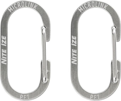 Nite IZE MicroLink Pet Tag Carabiner, Stainless Steel Cat and Dog Tag Clip, 2 Count (Pack of 1)