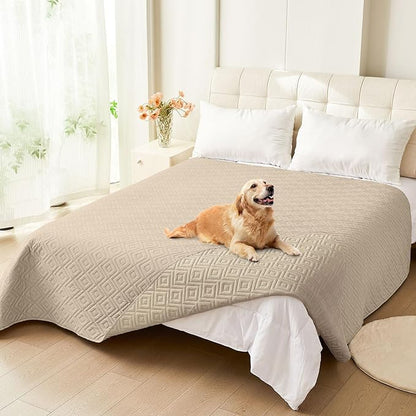 hyha Waterproof Dog Blanket, Soft Dog Bed Cover Pet Blankets, Waterproof Sofa Couch Cover for Dogs Washable, Reversible Pet Couch Covers for Sofa Furniture (52x82 Inch, Taupe/Taupe)