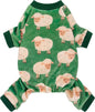 Fitwarm Funny Sheep Dog Pajamas, Warm Winter Dog Clothes for Small Dogs Boy Girl, Cozy Pet Onesie with Feet, Green, White, XL