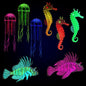 Patelai 8 Pcs Glow in The Dark Fish Tank Decorations Silicone Floating Artificial Jellyfish Fluorescent Lionfish Seahorse for Aquarium Decoration Small Large Fish Bowl Decor Accessories (Dreamy Color)