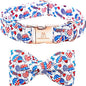 Lionheart glory American Flag Dog Collar, 4 of July Dog Bow Collar Heavy Duty Adjustable Patriotic Dog Collar with Bowtie for Large Dogs Pet Gift