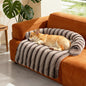 Large Dog Couch Bed, Fluffy Washable Couch Protector for Dogs with Removable Cover, Non-Slip Dog Sofa Bed, 35x31 Inch, Brown