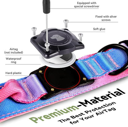 2026 Upgrade Waterproof AirTag Dog Collar, Military Tactical Dog Collar with AirTag Holder, Comfortable Control Handle and Metal Buckle, GPS Dog Collar Holder for Medium to Large Dogs (Snow Cone,XL)