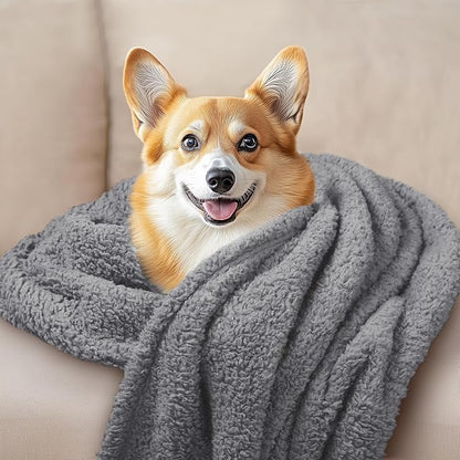 1 Pack 3 Calming Blankets Fluffy Premium Fleece Pet Blanket Soft Sherpa Throw for Dog Puppy Cat Grey Small (23" x16'')