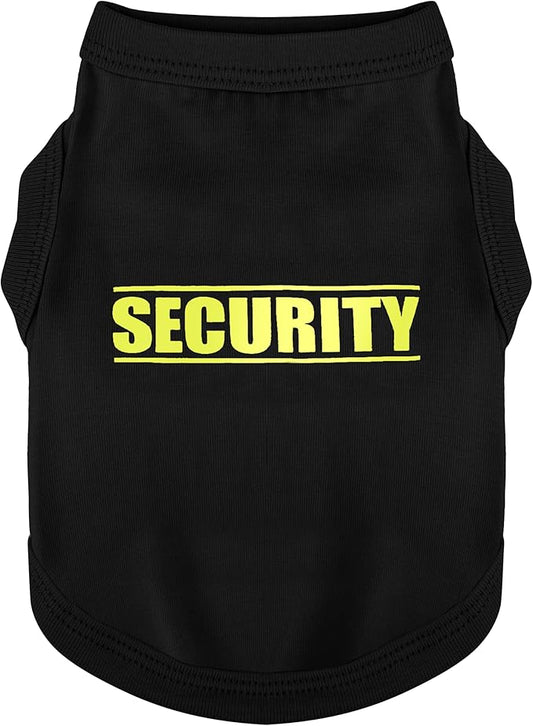 Discover Cozy Cotton Canine Wear: Soft, Lightweight, and Breathable Dog Shirt Vest with Eye-Catching Graphics(Security), Keeping Your Furry Friend Warm and Comfy! Black XL