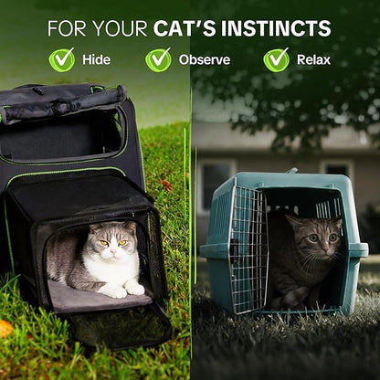Cat Carrier Backpack for Travel & Car, 3-in-1 Expandable Cat & Small Dog Backpack Carrier up to 25 lbs, Breathable & Waterproof Pet Carrier