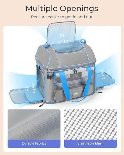 Expandable Cat Dog Carrier: NOBLE DUCK Soft-Sided Pet Carrier Airline Approved Large Small Medium Collapsible Portable Travel Up to 25 Lbs Black