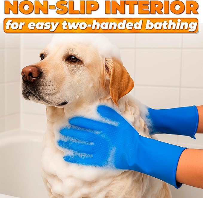 Cat & Dog Washing Gloves for Bathing – 2-in-1 Design Dog Scrubbing Gloves for Grooming, Massaging, and Paw Cleaning