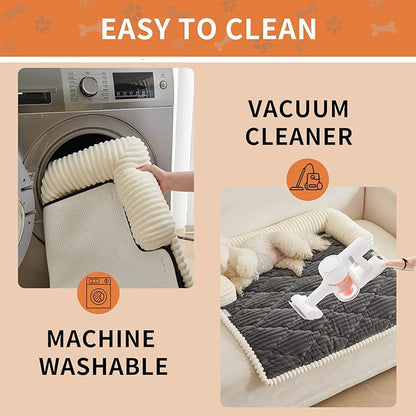 HAOMAIJIA Dog Couch Bed for Small Dogs, Non Slip Pet Couch Covers for Sofa Thick Soft Washable Dog Couch Cover Protector All Seasons Universal Dogs and Cats Bed Mat (Grey, Small)
